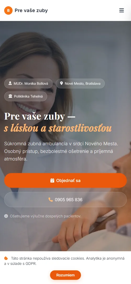 Pre vaše zuby — MUDr. Monika Bollová mobilná verzia